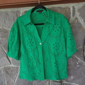 Sanctuary Emerald Eyelet Blouse